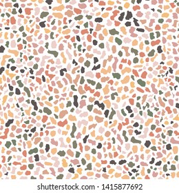 Terrazzo flooring, seamless pattern, pastel background. Abstract vector texture design for print on floor, wall, tile or textile
