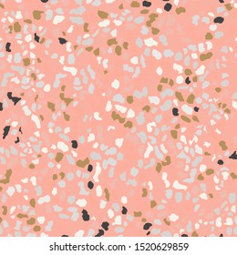 Terrazzo flooring, seamless pattern, pastel background. Abstract vector texture design for print on floor, wall, tile or textile