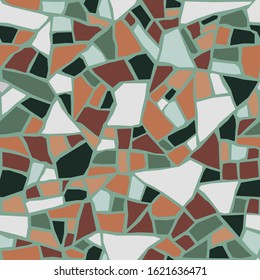 Terrazzo flooring seamless pattern. Pastel colors. Marble mosaic made in colored polished pebble. Vector