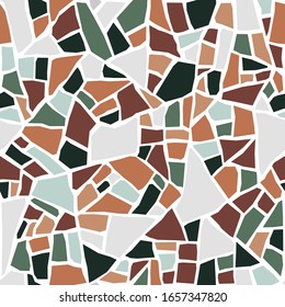 
Terrazzo flooring seamless pattern. Pastel colors. Marble mosaic made in colored polished pebble. Vector