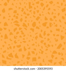 Terrazzo flooring seamless pattern. Stone fragments. Abstract textured background with broken small tile chips. Orange marble wallpaper. Vector illustration.