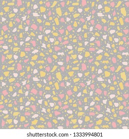 Terrazzo flooring seamless pattern. Textured pastel color stone, marble vector.