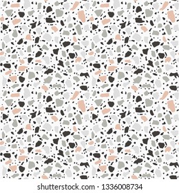 Terrazzo flooring seamless pattern. Textured stone, marble vector