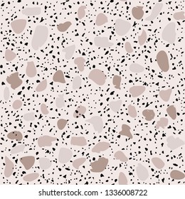Terrazzo flooring seamless pattern. Vector stone, marble texture, pastel colors