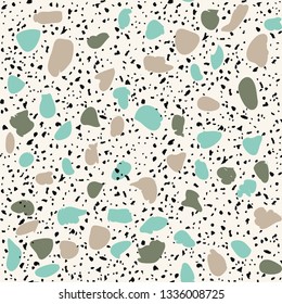 Terrazzo flooring seamless pattern. Vector stone, marble texture.