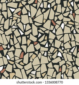 Terrazzo flooring seamless pattern. Vector stone, marble texture. 