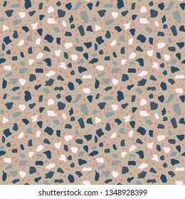 Terrazzo flooring seamless pattern. Vector stone, marble texture. Abstract background