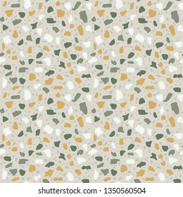 Terrazzo flooring seamless pattern. Vector stone, marble texture, modern surface. Abstract background