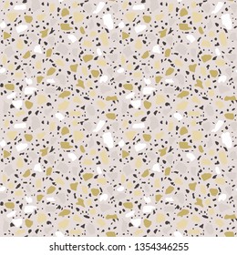 Terrazzo flooring seamless pattern. Vector stone, marble texture. Abstract pastel background.