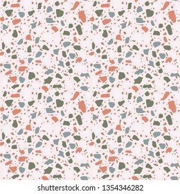 Terrazzo flooring seamless pattern. Vector stone, marble texture. Abstract background