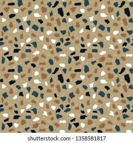 Terrazzo flooring seamless pattern. Vector stone, marble texture. Abstract background