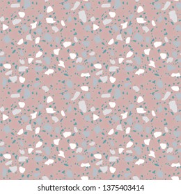 Terrazzo flooring seamless pattern. Vector stone, marble texture. Abstract pastel background.