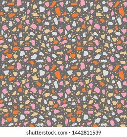 Terrazzo flooring seamless pattern. Vector stone, marble texture. Abstract background