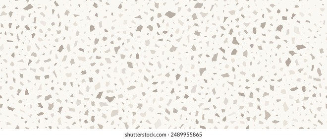 Terrazzo flooring seamless pattern. Vector realistic asphalt texture with colorful mosaic elements. Terrazo tile with natural pieces of marble, granite or quartz. Classic Italian floor background