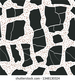 Terrazzo flooring. Seamless pattern.Gray background texture. Abstract vector design for print on floor, wall, tile or textile