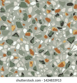 Terrazzo flooring. Seamless pattern.Gray background texture. Abstract vector design for print on floor, wall, tile or textile.