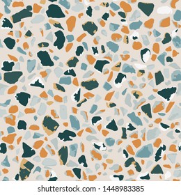 Terrazzo flooring. Seamless pattern.Gray background texture. Abstract vector design for print on floor, wall, tile or textile.