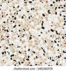 Terrazzo flooring. Seamless pattern.Gray background texture. Abstract vector design for print on floor, wall, tile or textile