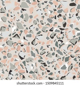 Terrazzo flooring. Seamless pattern.Gray background texture. Abstract vector design for print on floor, wall, tile or textile.