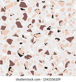 Terrazzo flooring. Seamless pattern.Gray background texture. Abstract vector design for print on floor, wall, tile or textile.