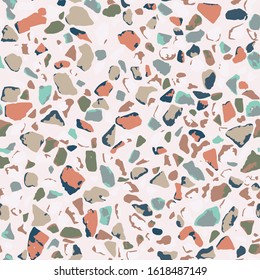 Terrazzo flooring. Seamless pattern.Gray background texture. Abstract vector design for print on floor, wall, tile or textile.