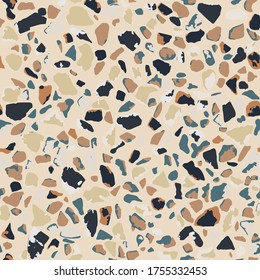 Terrazzo flooring. Seamless pattern.Gray background texture. Abstract vector design for print on floor, wall, tile or textile.