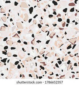 Terrazzo flooring. Seamless pattern.Gray background texture. Abstract vector design for print on floor, wall, tile or textile.