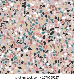 Terrazzo flooring. Seamless pattern.Gray background texture. Abstract vector design for print on floor, wall, tile or textile