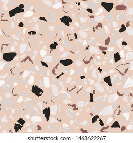 Terrazzo flooring, seamless pink pattern texture. Abstract vector background design for print on floor, wall, tile or textile
