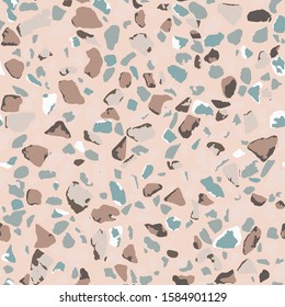 Terrazzo flooring, seamless pink pattern texture. Abstract vector background design for print on floor, wall, tile or textile