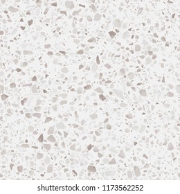 Terrazzo flooring seamless texture. Realistic vector pattern of mosaic floor with natural stones, granite, marble, quartz, concrete. Classic Italian floor. Repeatable design for decor, render, print