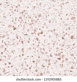 Terrazzo flooring seamless texture. Realistic vector pattern of mosaic floor with natural stones, granite, marble, quartz. Classic Italian floor surface. Trendy repeat design for decor, render, print