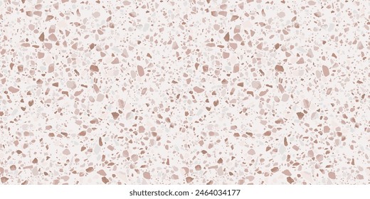 Terrazzo flooring seamless texture. Realistic pattern of mosaic floor with natural stones, granite, marble, quartz. Vector illustration. Classic Italian floor surface. Trendy design for decor, render