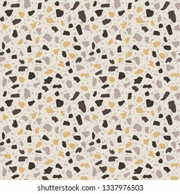 Terrazzo flooring seamless white pattern. Vector stone, marble texture. Abstract background.