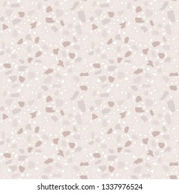 Terrazzo flooring seamless white pattern. Vector stone, marble texture. Abstract background.