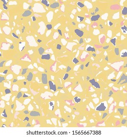 Terrazzo flooring texture. Golden seamless pattern background. Abstract vector design for print on floor, wall, tile or textile
