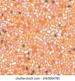 Terrazzo flooring texture, pink seamless pattern background. Abstract vector design for print on floor, wall, tile or textile