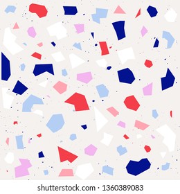 Terrazzo flooring textured surface modern abstract pattern. Vector seamless abstract repeat with chips of marble or granite in soft pastel colors