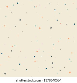 
Terrazzo flooring textured surface modern abstract pattern. Vector seamless abstract repeat with chips of marble or granite in soft pastel  colors.