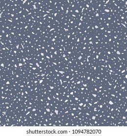 Terrazzo flooring vector seamless pattern in grey colors. Classic italian type of floor in Venetian style composed of natural stone, granite, quartz, marble, glass and concrete