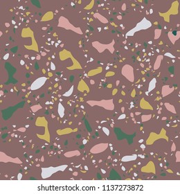 Terrazzo flooring vector seamless pattern. Texture of floor, composed of different kind of stone.