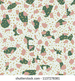 Terrazzo flooring vector seamless pattern. Texture of floor, composed of different kind of stone.