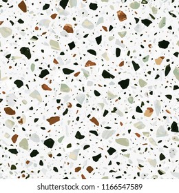 Terrazzo flooring vector seamless pattern in light colors