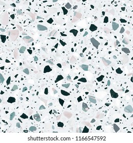 Terrazzo flooring vector seamless pattern in light colors