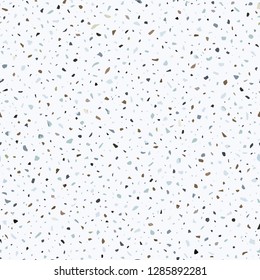 Terrazzo flooring vector seamless pattern in light colors. Classic italian type of floor in Venetian style composed of natural stone, granite, quartz, marble, glass and concrete