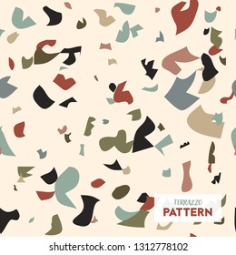 Terrazzo flooring vector seamless pattern in colors. Texture of classic italian type of floor in Venetian style composed of natural stone, granite, quartz, marble, glass and concrete - Vector