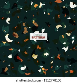 Terrazzo flooring vector seamless pattern in colors. Texture of classic italian type of floor in Venetian style composed of natural stone, granite, quartz, marble, glass and concrete - Vector