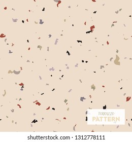 Terrazzo flooring vector seamless pattern in colors. Texture of classic italian type of floor in Venetian style composed of natural stone, granite, quartz, marble, glass and concrete - Vector