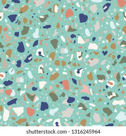 Terrazzo flooring vector seamless pattern. 
