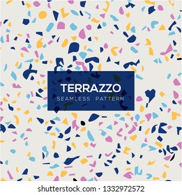 Terrazzo flooring vector seamless pattern. Texture of classic pastle type of floor. Stone, Marble, Collage

